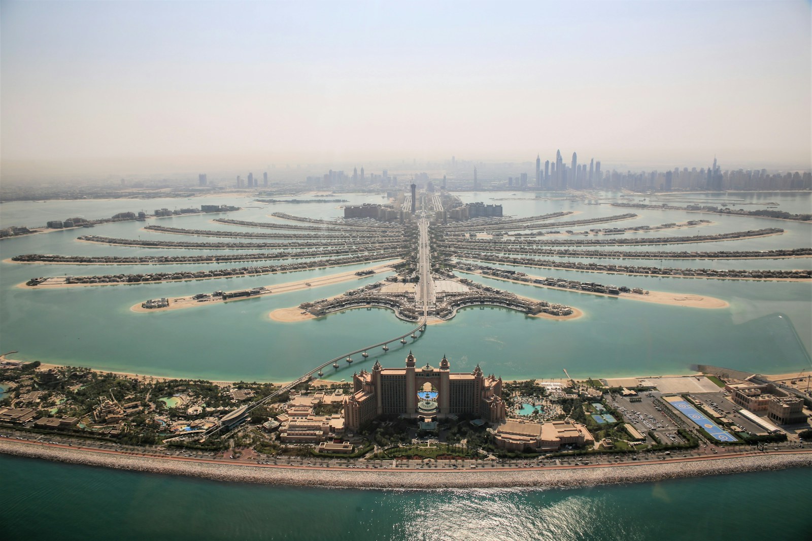 Aerial view over Atlantis and Palm Jumeirah